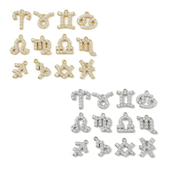 12 шт 12 созвездия АБС пластик имитация жемчуга подвески, с латунным, долговечный, без кадмия и без свинца, стойки покрытие