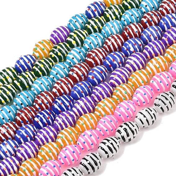 Стеклянные бусины из имитации нефрита, бусины ручной работы, овальный с полосой, с эмалью