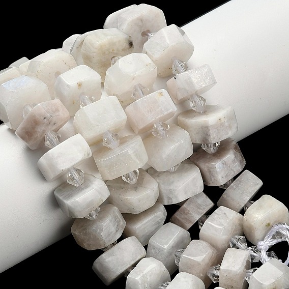 Бусины из натурального радужного лунного камня, самородки, граненые, с пластиковой бисера