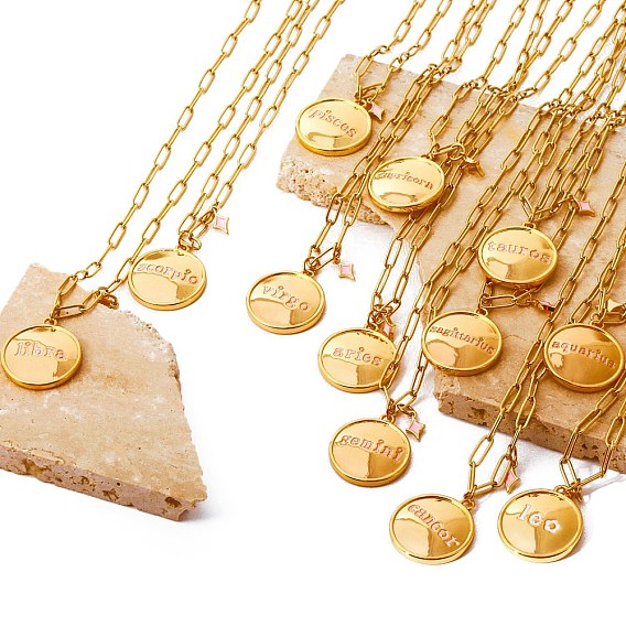 Колье из латуни с подвеской в виде созвездия и цепочками со скрепками, золотые