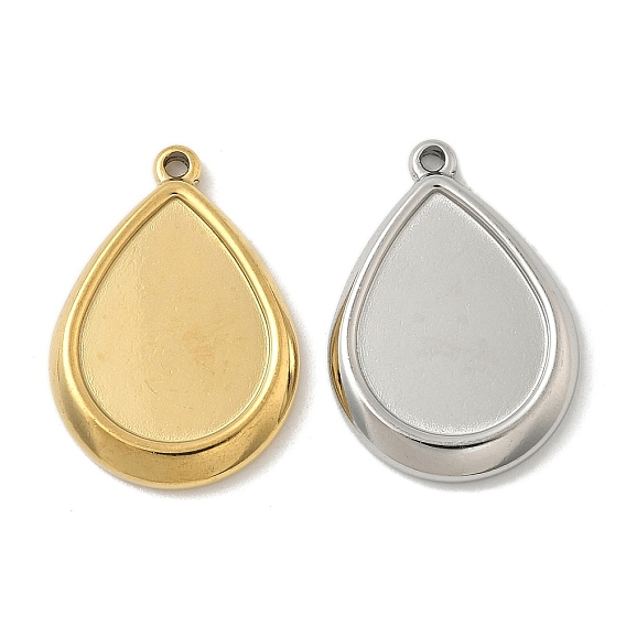 304 Настройки кабошон из нержавеющей стали кулон, слеза, ионное покрытие (ip)