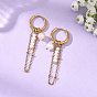 Natural Cultured Freshwater Pearl Hoop Earrings, Ion Plating(IP) 304 Stainless Steel Cable Chains Tassel Earrings