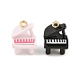 Alloy Enamel Pendants, Piano Charms, Golden