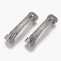 304 Stainless Steel Slide Charms, with Rhinestone, Rectangle