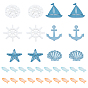 SUPERFINDING 60Pcs Cottonwood Cabochons, Laser Cut, Mixed Shape, with Dyed Shell Fish Pendants