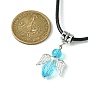 Angel Shape Alloy with Glass Pendant Necklaces, with Imitation Leather Cords