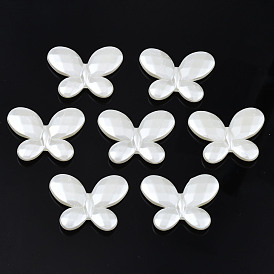 ABS Plastic Imitation Pearl Beads, Faceted, Butterfly