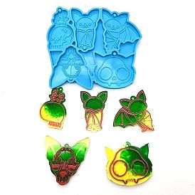 Bat & Skull DIY Pendant Silicone Molds, Resin Casting Molds, For UV Resin, Epoxy Resin Jewelry Making