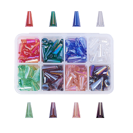 Electroplate Faceted Cone Glass Beads Strands, AB Color Plated