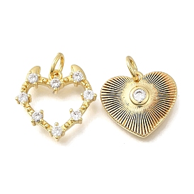 Латунные микро проложить кубического циркония подвески, сердце прелести, стойки покрытие, прочное покрытие, без кадмия и без свинца, с целью перехода в кольце