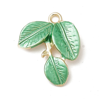 Crémaillère placage pendentifs en émail d'alliage, or et de lumière, charmes de feuilles