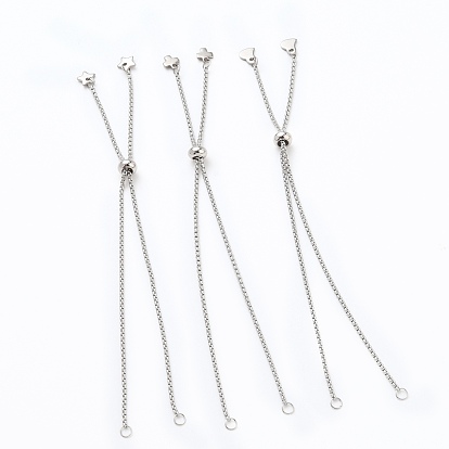 304 Stainless Steel Slider Bracelets Making, Box Chain Bolo Bracelets Making, with Mixed Shape Charms