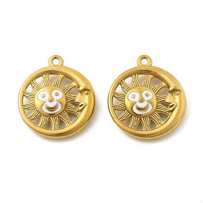 304 подвески из нержавеющей стали, с эмалью, очарование солнца, ионное покрытие (ip)