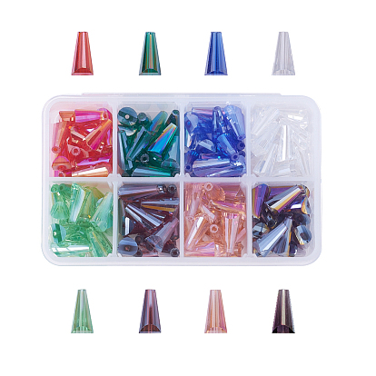 Electroplate Faceted Cone Glass Beads Strands, AB Color Plated