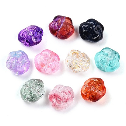 Прозрачные стеклянные бусины, роза, с блеском порошок, градиент цвета