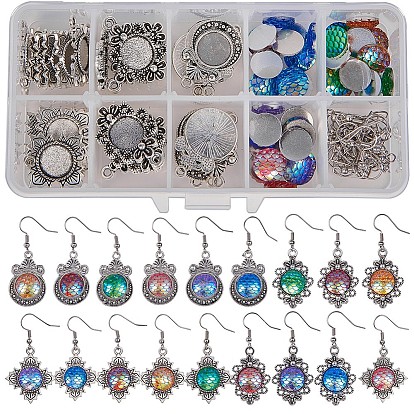 Diy pendiente haciendo, con ajustes de cabujón de aleación de estilo tibetano, cabochons de la resina y los ganchos del pendiente de bronce