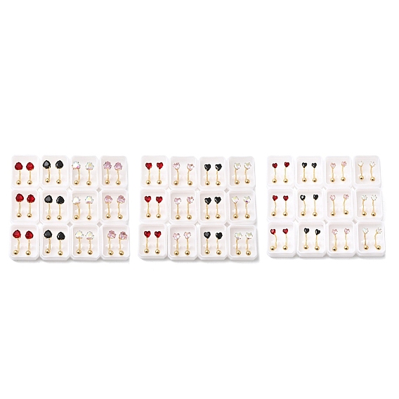 304 Серьги из нержавеющей стали, с кубического циркония, золотые