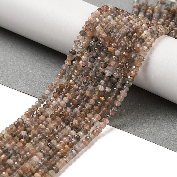 Natural Multi-Moonstone Beads Strands, Faceted, Rondelle