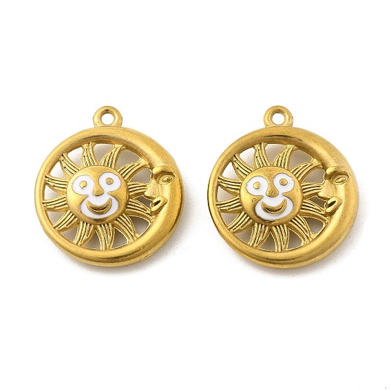 304 подвески из нержавеющей стали, с эмалью, очарование солнца, ионное покрытие (ip)