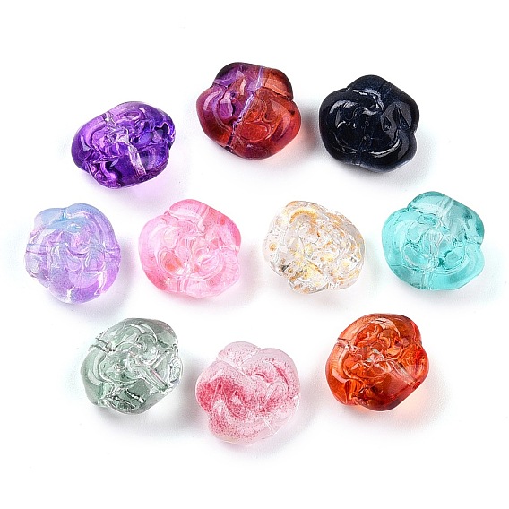 Прозрачные стеклянные бусины, роза, с блеском порошок, градиент цвета