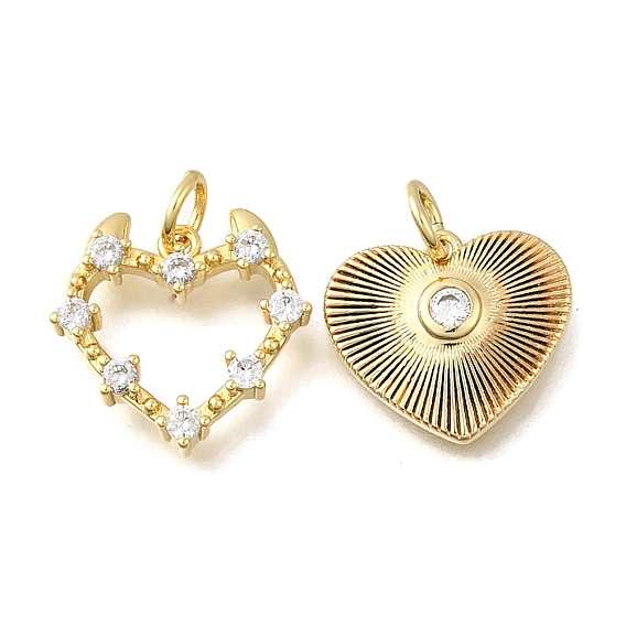 Латунные микро проложить кубического циркония подвески, сердце прелести, стойки покрытие, прочное покрытие, без кадмия и без свинца, с целью перехода в кольце