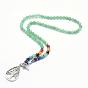 Tibetan Style Alloy Pendant Necklaces, with Natural Gemstone Beads and Toggle Clasps, Teardrop with Tree