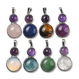 Gemstone & Natural Amethyst Pendants, Gourd Charms, with Rack Plating Platinum Tone Brass Findings, Cadmium Free & Lead Free