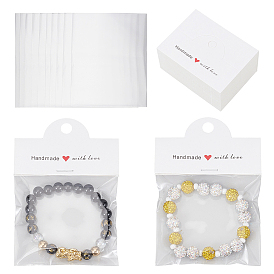 300шт. 0полипропиленовые целлофановые упаковочные пакеты с белым картонным заголовком, прямоугольные