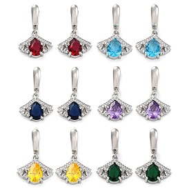 Серьги-кольца из латуни с кубическим цирконием и листьями гинкго для женщин, платина