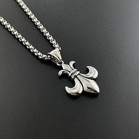 Винтажные 304 мужские панк-ожерелья с подвеской в виде геральдической лилии из нержавеющей стали