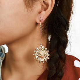 Exquisite Sunflower Petal Earrings with High-end Alloy and Sweet Temperament