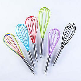 201 Stainless Steel Egg Beater, with Silicone Head, DIY Baking Tool