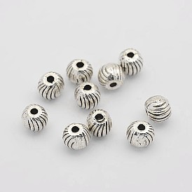 Tibetan Style Alloy Corrugate Round Spacer Beads, 5mm, Hole: 1mm