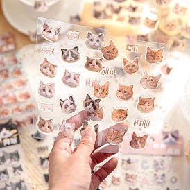 3 Sheets PVC Waterproof Decorative Kitten Stickers, Self-adhesive Cat Decals, for DIY Scrapbooking