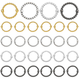 100Pcs 4 Colors Alloy Bead Frame, Round Ring