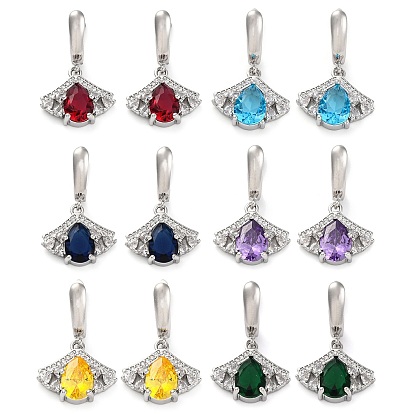 Серьги-кольца из латуни с кубическим цирконием и листьями гинкго для женщин, платина