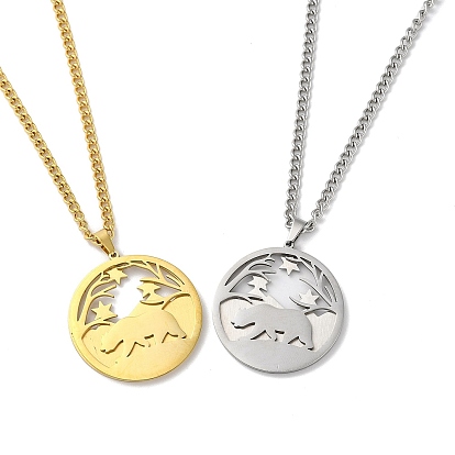 304 двухслойные ожерелья с подвесками из нержавеющей стали., дерево с медведем