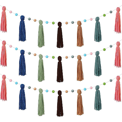 Гирлянда из шерстяных войлочных шариков с кисточками, для вечеринок, фестивалей, украшений для дома