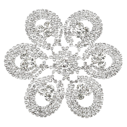1Pc Hotfix Rhinestone, Brass on Patches, for Wedding Theme Dress Shoes Garment Decoration, Flower