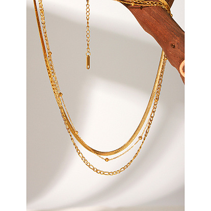 304 Stainless Steel 3 Layer Chain Necklaces for Women