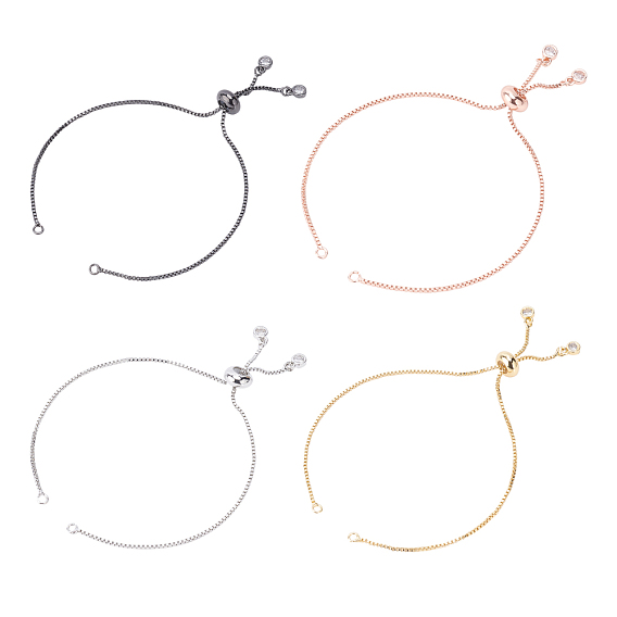 Rack Plating Brass Chain Bracelet Making, with Rhinestone, Long-Lasting Plated, Slider Bracelets Making, Cadmium Free & Lead Free