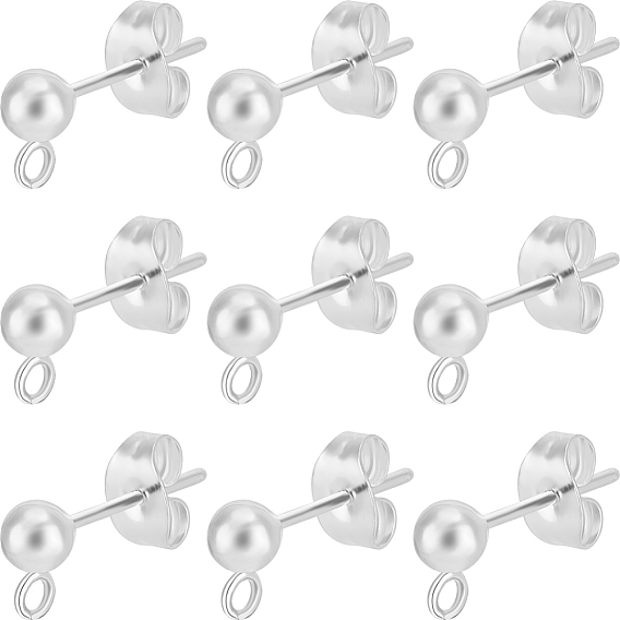 60шт 304 шарообразный штифт из нержавеющей стали для серьги, выводы серьги, с вертикальными петлями и гайками 60шт.