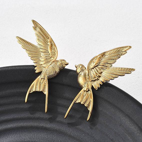 304 из нержавеющей стали серьги, птица, слева и справа
