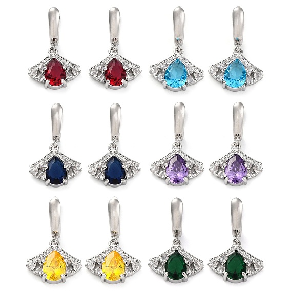 Серьги-кольца из латуни с кубическим цирконием и листьями гинкго для женщин, платина