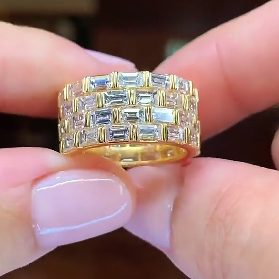 Кольца из латуни с микропаве, прозрачные кольца с кубическим цирконием, прямоугольные