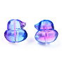 Transparent Spray Painted Glass Beads, Two Tone, Duck