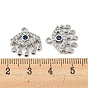 Brass Micro Pave Cubic Zirconia Pendants, with Glass, Long-Lasting Plated, Eye