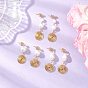 3 Pairs Glass Pearl Dangle Stud Earrings, Round with Vortex Spiral, with Eco-Friendly Copper Wire