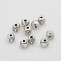 Tibetan Style Alloy Corrugate Round Spacer Beads, 5mm, Hole: 1mm