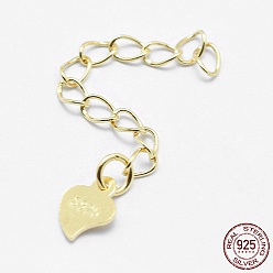 925 Sterling Silver Extender Chains, with Heart Charms